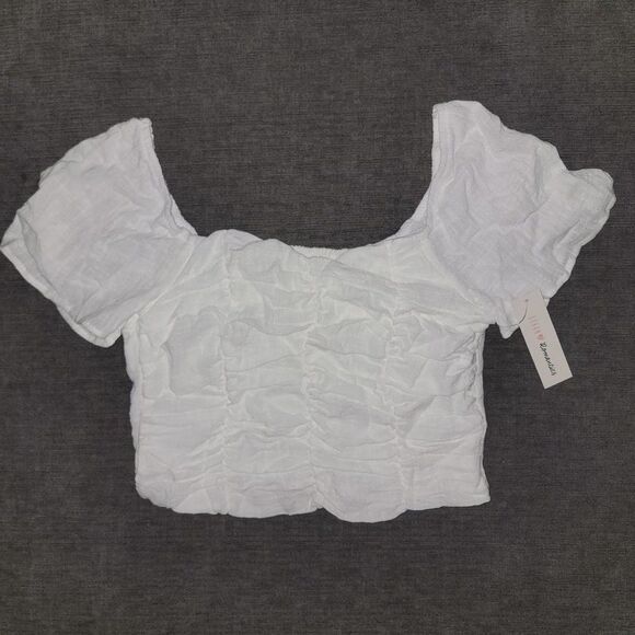 Urban Romantics Women's White Cotton Square Neck Crop Top Size Small - Picture 6 of 15